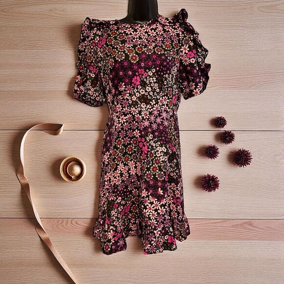 Kate Spade Pacific Petals Floral Smocked Dress Size 4 - Picture 5 of 9